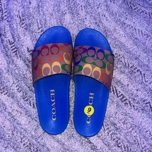 COACH Signature SLIDES Men\'s Size 9 Sandals BLUE/MULTI (NIB) Blue COACH Sandals and Slides for Men | Lyst main image 3